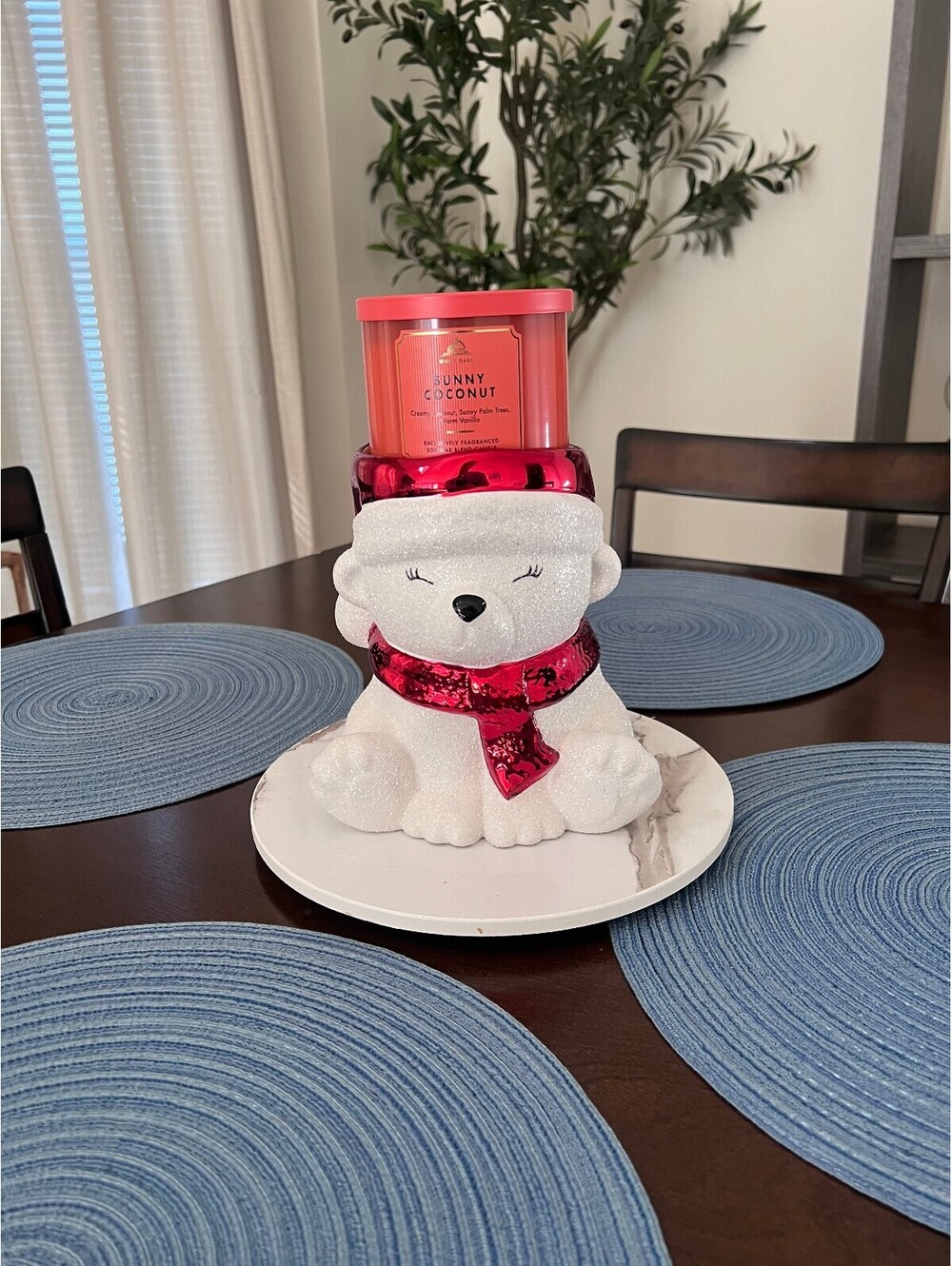 Holiday Polar Bear with Scarf Candle Holder by Bath and Body